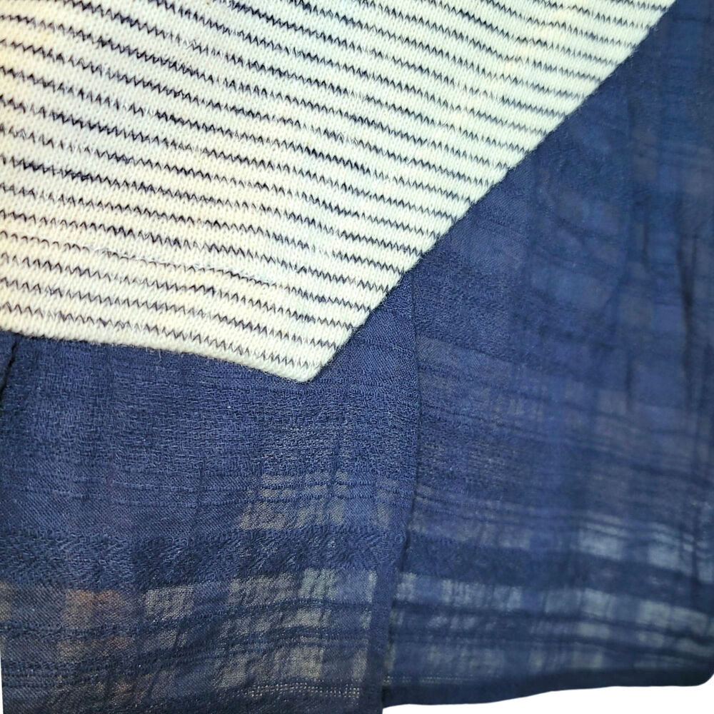 Mystree Tunic Sweater Top Long Sleeve Stripe Large White Navy Knit Mix Media - Picture 7 of 10